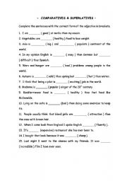 English Worksheet: comparatives & superlatives