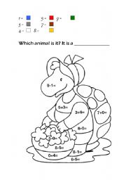 English Worksheet: Colours, numbers and animals