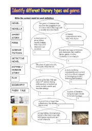English Worksheet: Identify different literary types and genres
