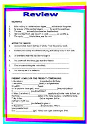 English Worksheet: review GRAMMAR WORKSHEET 17