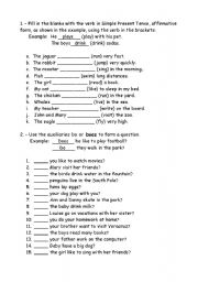 English Worksheet: Execises do and does