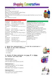 English Worksheet: Shopping conversations