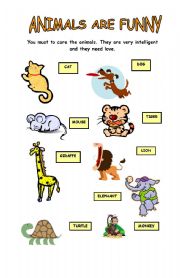 English worksheet: animals 1