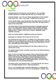 English Worksheet: Beijing 2008 Olympics Facts