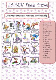 English Worksheet: JAM family and their hobbies 08.08.08
