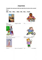 English worksheet: PRESENT SIMPLE TENSE