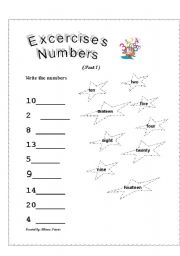 English worksheet: Numbers