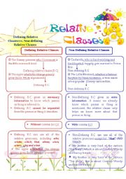 English Worksheet: Defining Relative Clause vs. Non-defining Relative Clause