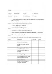 English Worksheet: Crime Vocabulary Quiz