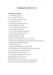 English Worksheet: Passive Voice 01