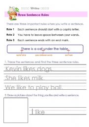 English Worksheet: Three Sentence Rules