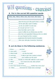 English Worksheet: Wh questions - practice