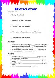 English Worksheet: review GRAMMAR WORKSHEET 16 