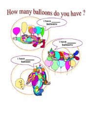 English Worksheet: how many balloons do you have ?