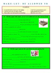English Worksheet: Let, make, be allowed - complete the gaps / discuss. REMAKE with answers