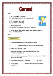 English Worksheet: Gerund