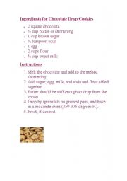 English Worksheet: recipe
