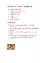 English worksheet: recipe