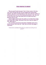English Worksheet: the perfectionist