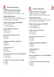 English Worksheet: Olympic Games Beijing 2008 Quiz