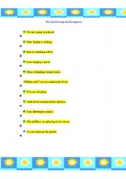 English worksheet: Negative Present Continuous