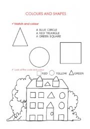 English Worksheet: colours and shapes