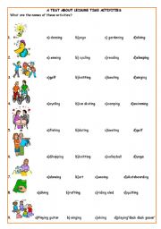 English Worksheet: A test about leisure time activities