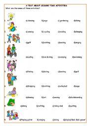 English Worksheet: A test about leisure time activities