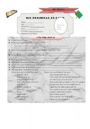 English Worksheet: My Profile 2