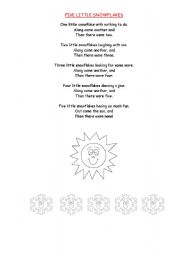 English worksheet: Five Little Snowflakes Poem