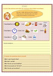 English Worksheet: Food