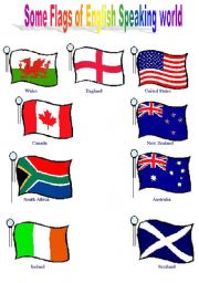 English Worksheet: Some Flags of English Speaking World
