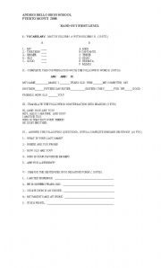 English worksheet: test verb be