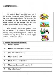 English Worksheet: Bens Family