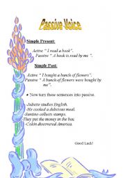 English Worksheet: Passive Voice ( simple present & simple past) -aug.9,08.