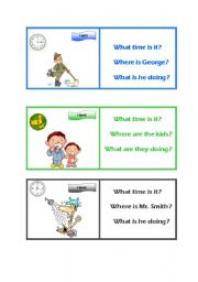 English Worksheet: cards 3 TIME/LOCATIONS/PRESENT CONTINUOUS