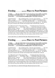 English worksheet: Complete the article about fotologs