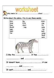 English Worksheet: write about an animal