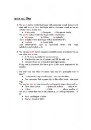 English Worksheet: A/An and One