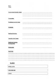 English Worksheet: HOMEWORK SHEET