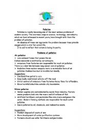 English Worksheet: pollution