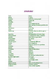 English Worksheet: synonyms