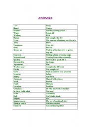 English worksheet: synonyms