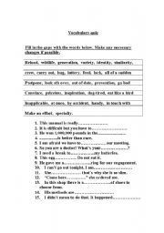 English worksheet: vocabulary exs