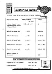 English Worksheet: Mysterious number