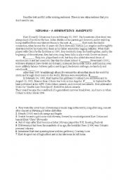 English Worksheet: NIRVANA – A  GENERATION’S  MANIFESTO