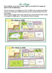 English Worksheet: My village in the past and  now