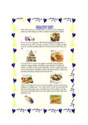 English Worksheet: A HEALTHY DIET