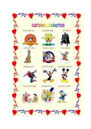 English Worksheet: cartoons characters