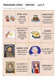 English Worksheet: ENGLAND - Pelmanism cards - 3 of 4